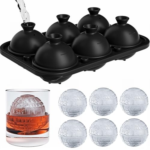 SPESPO Molde para cubitos de hielo con tapa, 6 piezas x 6 cm, bandejas de hielo grandes de silicona para congelador, whisky, cóctel y bebidas de fiesta, sin BPA, para amantes de Star Wars o temática