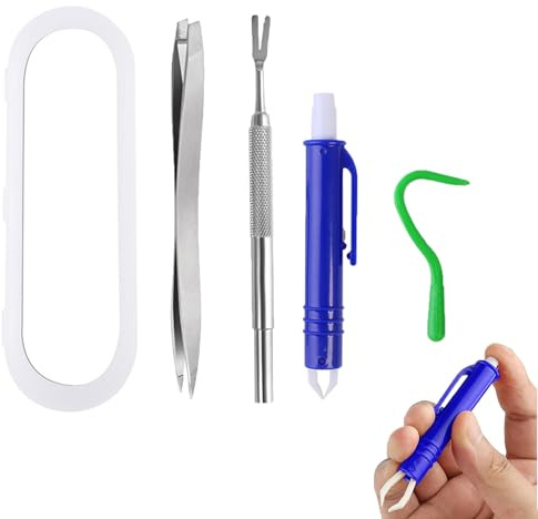 Ferizzia Set da 4 Pezzi Pinze per Zecche, Portatili Pinzetta per Zecche, Strumento per Rimuovere Le Zècche, Protezione sicura Contro per Cani, Gatti e Esseri Umani (con Scatola Portaoggetti)