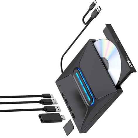 7 Ports Multifunctional External Disk Burning USB 3.0 Desktop Laptop Type C External Disk Drive Multiple System