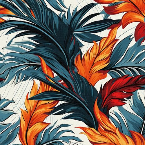ANLIKY-Pro Papier peint autocollant, motif jungle colorée abstraite, 44X600CM amovible, motif feuilles tropicales exotiques, pour décoration murale.