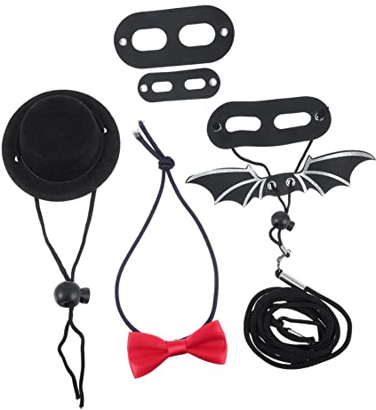WOONEKY Lizard Traction Rope Set mit Verstellbarem Schleifen Hut für Bartagamen und Kleine Reptilien Leichtes Atmungsaktives Valentinstag Kostüm für Partys und