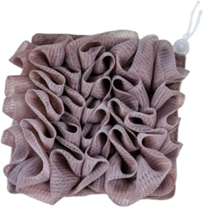Spugna da bagno a sfera in spugna traspirante ricca schiuma scrubber per il corpo per donne e uomini pulizia profonda bagno e doccia massaggio- marrone
