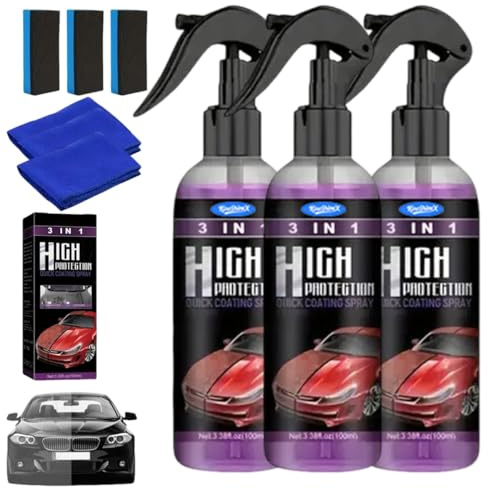 Kicklo Spray Di Rivestimento Ceramico Rapido 3 in 1 per Auto, Lucentezza E Protezione, Spray Sigillante Rapido per Vernice, Cera Protettiva Multifunzionale per La Riparazione(3pcs)
