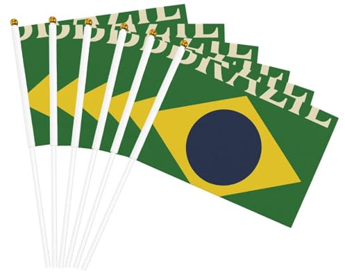 Bandera de Brasil con impresión de bandera de mano, banderas portátiles, decoración de eventos, uso versátil, actividades grupales