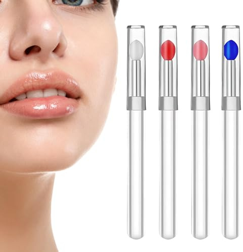 GILWUMO 4 Piezas de Pinceles de Labios de Silicona, Aplicadores Reutilizables para Exfoliación Labial, Adecuado para todos los Tipos de Piel, 11 x 1 x 1 cm, Blanco, Rosa, Rojo Sandía y Azul