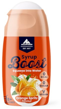 Multipower Syrup Boost Orange Spritz, 65 ml | Vegan, Zuckerfreier Sirup, Für bis zu 8 L Wasser mit Geschmack , Kalorienarmes Getränkekonzentrat