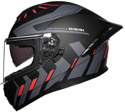 Retro Motorradhelm Integralhelm Für Erwachsene Mit Doppelvisier Sonnenblende Roller Vollvisierhelm Mopedhelm Für Herren Damen Integralhelme Sturzhelm ECEDOT Zertifiziert K,S:55-56CM