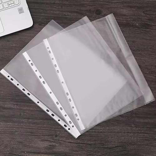 A4 Punched Pockets | Clear Plastic Sheet Protectors | Multi-Punch Holes | Reinforced Strip | Top-Opening, Tear-Resistant Poly Pockets | for Files, Folders & Ring Binders (100)