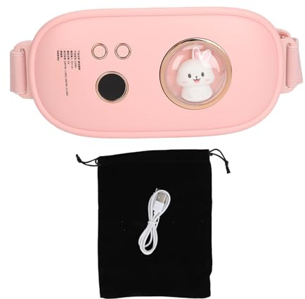 GYZOUKA Almohadilla Térmica Menstrual, Calentamiento Rápido, Material Suave en 3 Segundos, Masaje por Vibración con Cinturón Ajustable, para Aliviar los Calambres Menstruales (Rosa)