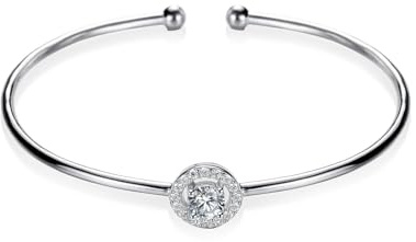 Homxi Damen Armband Weißgold 585 14 K, Rund mit Erstellter Diamant 0,5 Karat, 20 CM Lang, Damen Armband Silber