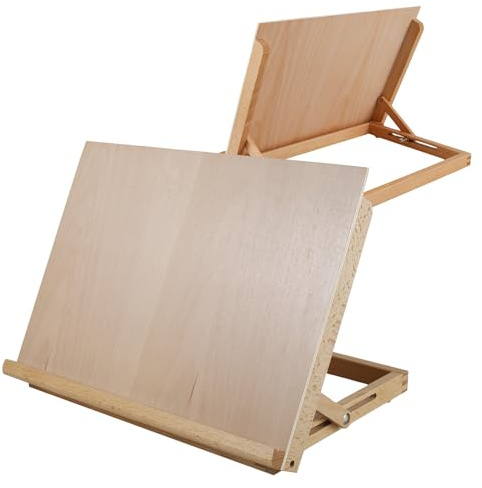 A3 Artist Drawing Board, Wooden Desktop Drawing Board Artist Adjustable Table Easel,16.93x12.6x2.36 inches Portable Table Top Sketching for Artists Beginners Student