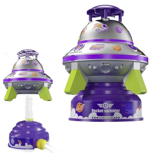 360° Rotating UFO Design Water Sprinkler Outdoor with LED Hose Lights for Summer Fun (purple)