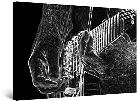 Startonight Bilder Schwarz-Weiß-Gitarre, Leinwandbilder Moderne Kunst, Abstrakte Wanddeko Kunstdrucke, Wandbilder Schlafzimmer 60 x 90 cm, Tag Nacht Effekt, Elegante Geschenkidee Wand Deko