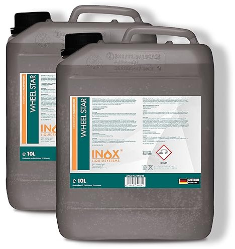 INOX® Felgenreiniger 2 x 10L | Hocheffektiver Felgenreiniger für Alufelgen, Stahl- & Chromfelgen | Entfernt hartnäckigen Schmutz, Bremsstaub & Flugrost | Profi-Autopflege für glänzende Felgen