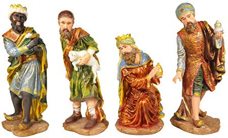 Rossi Rosa King Magi - Set 5 Pezzi in Resina con Pastore, Altezza 52 cm, Multicolore, Taglia Unica