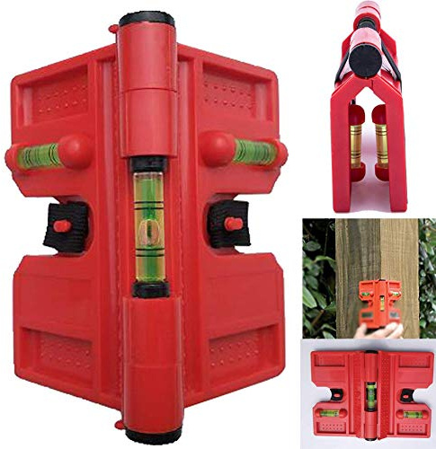 Magnetische Pfosten-Wasserwaage, 188x134mm, verstellbarer Winkel, Rot | 3 Hochpräzise Libellen ，270° flexibel verstellbar – 270°，Schlagfestes ABS-Gehäuse，Für Rohre, Pfosten, Bilder & Fliesen