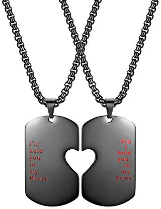 Cupimatch Pärchen Halsketten Dog Tag Personalisierte Kette Edelstahl Anhänger Paare Halskette Herz Puzzle Liebespaar Ketten Freundschaftskette Couple Kette für Valentinstag Weihnachten Geburtstag