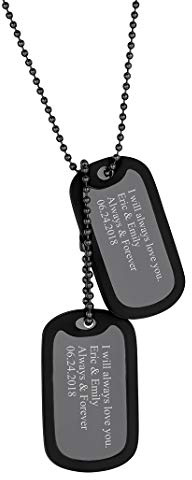GoldChic Jewelry Dog Tag Kette Herren Erkennungsmarke Edelstahl Anhänger Herren Militär Armee Dog Tag Anhänger mit Wunsch Gravur für Männer/Jungen,Kettenlanger 60cm