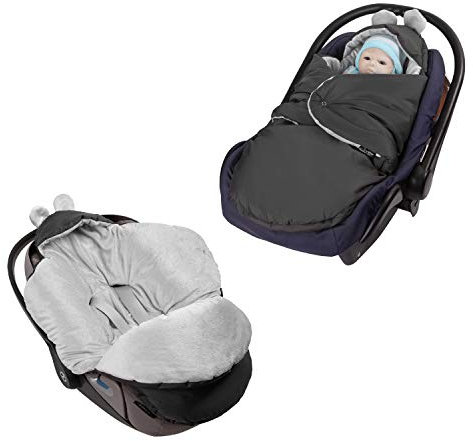 millybo Fußsack Baby Einschlagdecke für Winter geeignet für Kinderwagen Babyschale Babybett Autositz Buggy (605.001 Nylon Graphit - Minky grau)