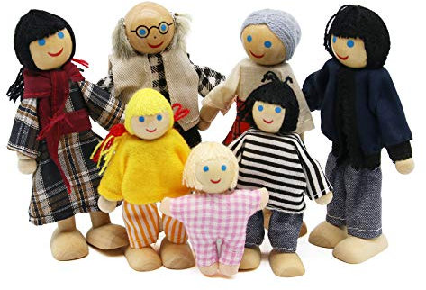 Wagoog Puppenhaus Puppenfamilie, Puppen für Puppenhaus Familie Zubehör Kinderspielzeug