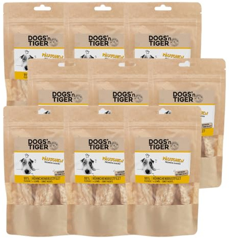 Dogs'n Tiger Päuschen Hundesnack, Huhn, 99% Filet, 9X 80g