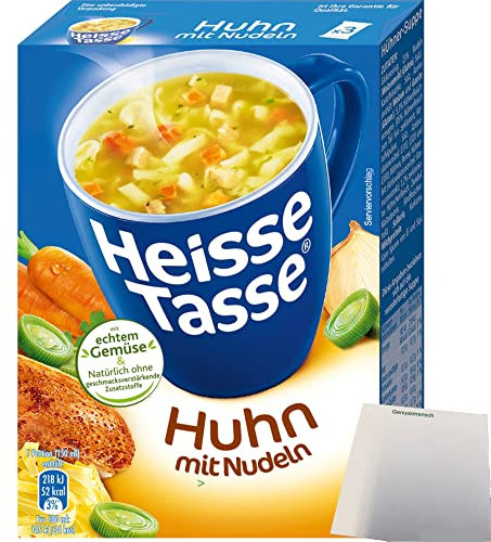 Erasco Heisse Tasse Huhn mit Nudeln 1er Pack (3 Beutel a 12,2g) + usy Block