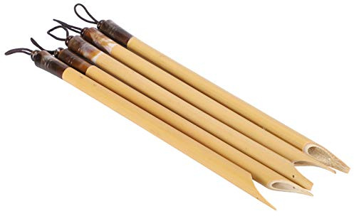 Akozon 5 st dopppenna handgjord manga kalligrafi vintage bambu ritning målning kit skolmaterial trä kalligrafi penna (naturlig bambu borr set)