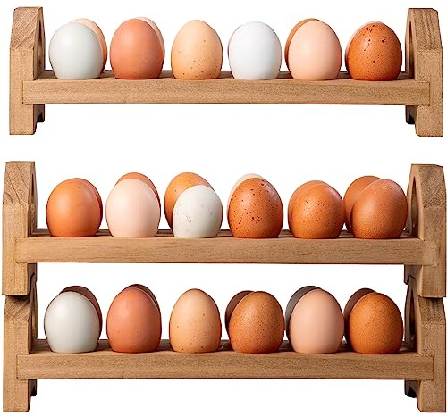 Farmhouse Stackable Wood Egg Holder - Egg Storage Tray (3)