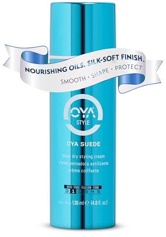 OYA Suede Blow Dry Hair Styling Cream - Versatile Lightweight Formula for Smooth, Polished & Volumized Finish - Salon Quality Jojoba Based Hydrating and Nourishing Hair Define & Defrizz - 4.6 Fl Oz