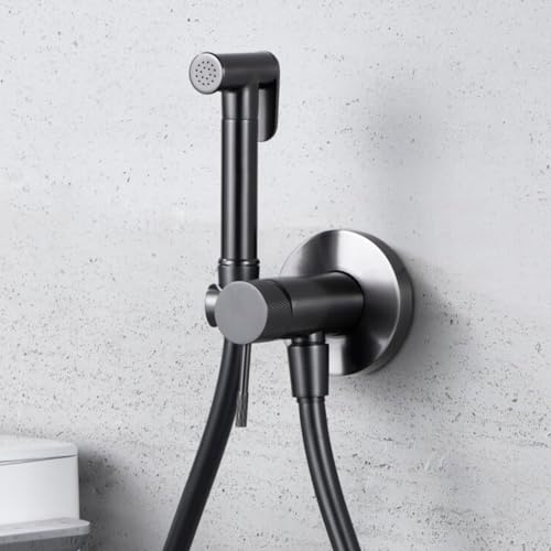 IMEX - Douche Bidet Eau Froide et Chaude Couleur Noir | Robinet Bidet Encastré pour WC Black Gun Metal | Douche Hygiénique Monocommande pour Toilettes | Robinetterie Substitut de Bidet | Série Line