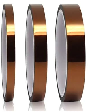SinChic Hitzebeständiges Klebeband,3 Rollen Kapton Tape Polyimid Hitzebeständig Elektro Elektronik Isolierband Hohen Temperaturen Hochtemperatur Band für Sublimations Wellenlöten 3D Drucker 5/10/15mm