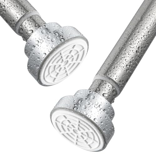 Shower Curtain Rod, Stainless Steel Extendable Shower Curtain Pole Tension Rods for Curtain No Drilling Shower Curtain Rail Net Curtain Poles for Bathroom Window Closet Kitchen Wardrobe 125-205cm
