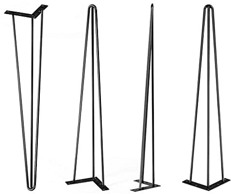 JDSHFEN Haarnadel-Tischbeine, Couchtischbeine, 4er-Set, Metall-Hochleistungs-Mid-Century-Modern, Tischbeine, Schwarz, 100 cm