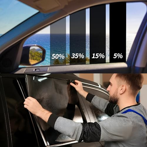 NewL Window Tint Film Privacy Protection Heat & UV Block Scratch Resistant Tint Film Self-Adhesive DIY Installation Durable Car Windscreen Sunshade Rolls (35% Vlt, 50cm x 300cm)