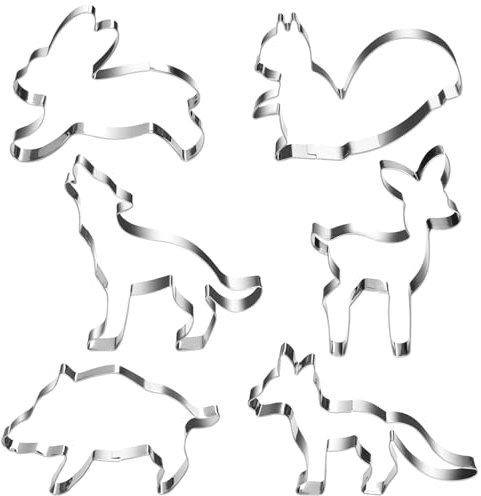 6 Pezzi Stampini per Biscotti a Forma di Animali Della Foresta, Set di Formine per Biscotti Animali, Stampi Biscotti per Acciaio Inossidabile, Tagliabiscotti Pasticceria per Decorazioni in Fondente