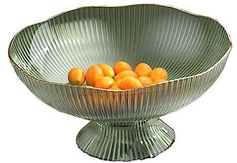 HAOHIZE Plastic Footed Fruit Plate, Decorative Pedestal Bowl with Draining Hole Detachable Base Household Living Room Coffee Table Fruit Candy Snack Display Plate (Green)
