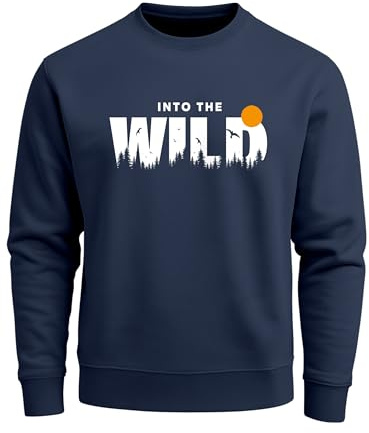 Neverless® Sweatshirt Herren Brustprint Bedruckt Into The Wild Schriftzug Outdoor Fashion Rundhals-Pullover