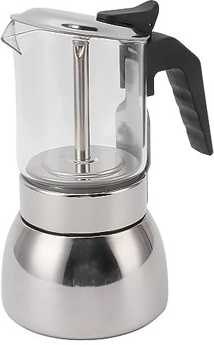 aqxreight Moka de Acero Inoxidable Resistente a Altas Temperaturas con Doble Válvula Multifuncional y Portátil para Casa o Cafeterías Compatible con Todo Tipo de Cocinas