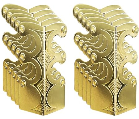 10PCS Solid Brass Skirting Board Corner Protectors, Skiffers Baseboard Corner Protectors, Vintage Metal Corner Bracket, Decorative Cover, Gold, 10 Pack