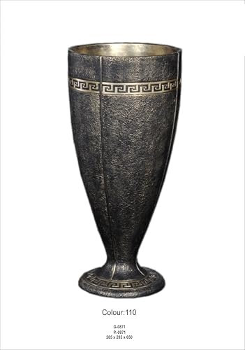 Vase mit griechischem Muster und goldenen Accessoires. 65 cm.