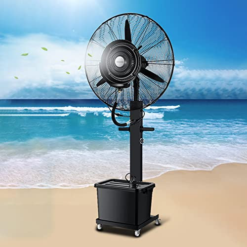 Ventilador de pedestal con rociador de agua, ventilador de nebulización portátil de pie, ventiladores de rociado industriales grandes para uso comercial, garaje, almacén, taller, patio y exterior.