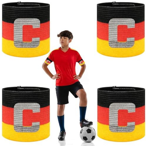 oooaooo 4 Stück Kapitänsbinde Kinder, Elastisch Kapitänsbinde Fussball, Spielführerbinde, Schön und Langlebig, Geeignet für Jungen und Mädchen Fußball Fußball Rugby oder Hockey usw