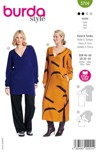 burda style Schnittmuster Damen Kleider mit V-Ausschnitt #5704 Gr. 46-60