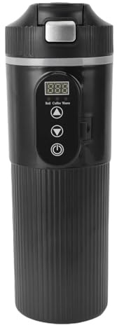 Fdit Bollitore Elettrico Automobilistico, 500 Ml a Prova di Perdita 304 Caldaia in Acciaio Inossidabile Caldaia a Led Display Tazza da Viaggio Riscaldata Tazza di tè per tè Portatile
