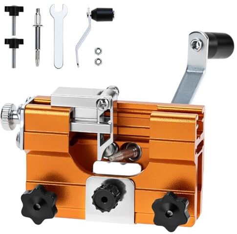 QWORK® Affûteur de chaîne grand format, Afuteuse portable avec manivelle et 1 tête de meulage, pour un affûtage précis des tronçonneuses dans le jardin et la forêt