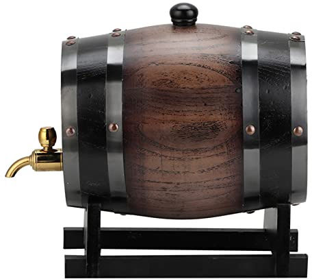 Rengue 3L Ek Trä Vinfat Aluminiumfolie Liner för Whisky Brandy Tequila med Tapp och Stativ för Hem Kafé Restaurang Hotell