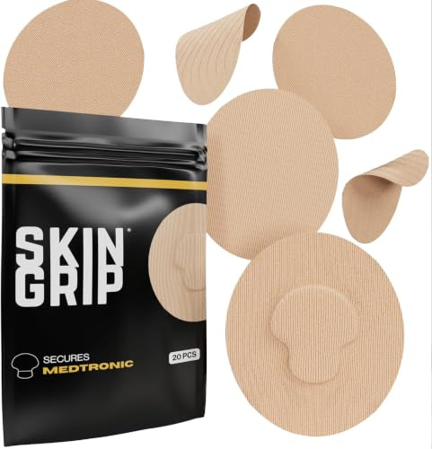 Skin Grip CGM Patches for Medtronic Guardian Sensor (20-Pack), Waterproof & Sweatproof for 10-14 Days, Pre-Cut Adhesive Tape, Continuous Glucose Monitor Protection(Tan)