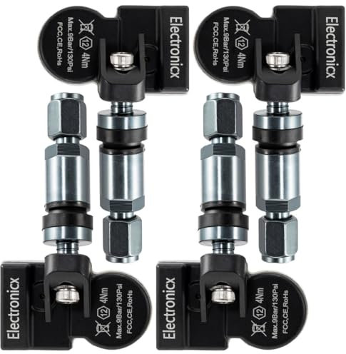 Electronicx 4X RDKS TPMS Reifendrucksensor Reifendruckkontrollsystem Metallventil Darkgrey passend für 1er 2er 3er 4er i3 i8 M2 M3