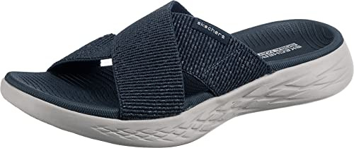 Skechers Damen On-the-go 600 Glistening Sandale, Navy Textile, 41 EU
