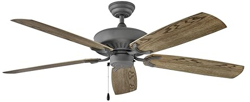 Hinkley Oasis 60 Indoor/Outdoor Ceiling Fan - Traditional, Composite Fan Blades, Pull Chain Operation, 3-Speed with Manual Reverse, Safe for Wet Conditions, Light Kit Adaptable - Graphite Finish